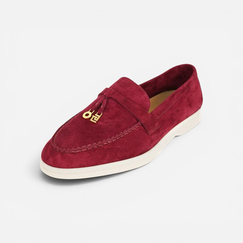 Mocassin Daim Bordeaux Luxe Glands Dorés