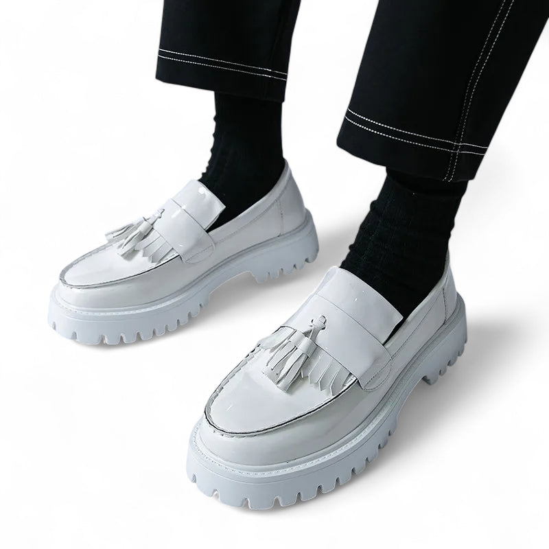 Mocassins Cuir Compensé Homme Blanc