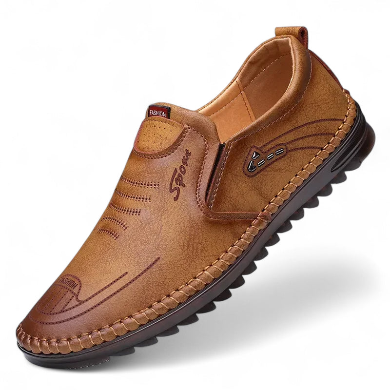 Mocassin En Cuir Marron Pour Homme à Motifs