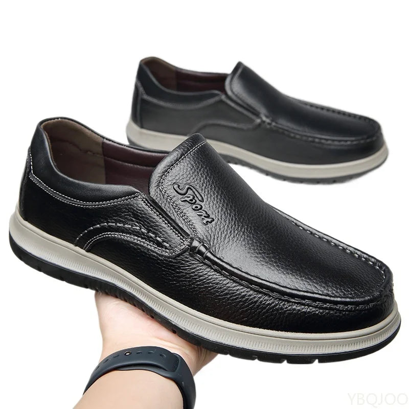 Mocassin En Cuir Noir Pour Homme épais