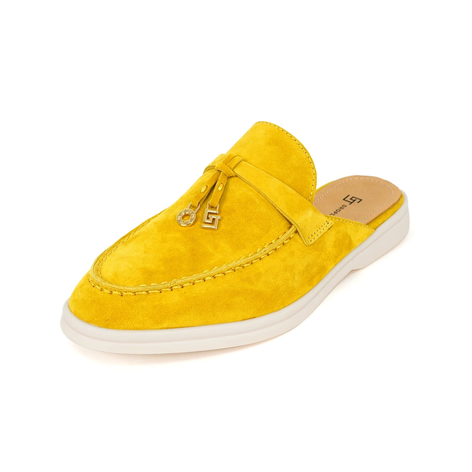 Mocassin Ouvert Daim Jaune Flashi Femme