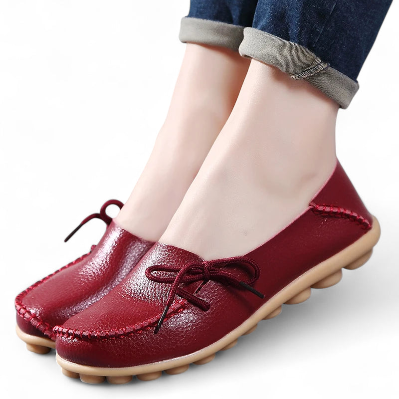 Mocassin Cuir Bordeaux Femme