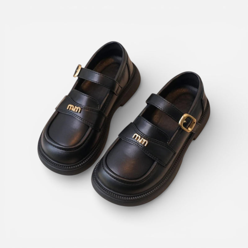 Mocassin Cuir Noir Enfant Fille