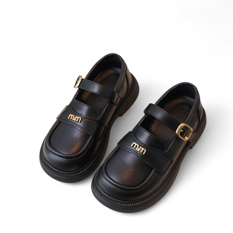 Mocassin Cuir Noir Enfant Fille