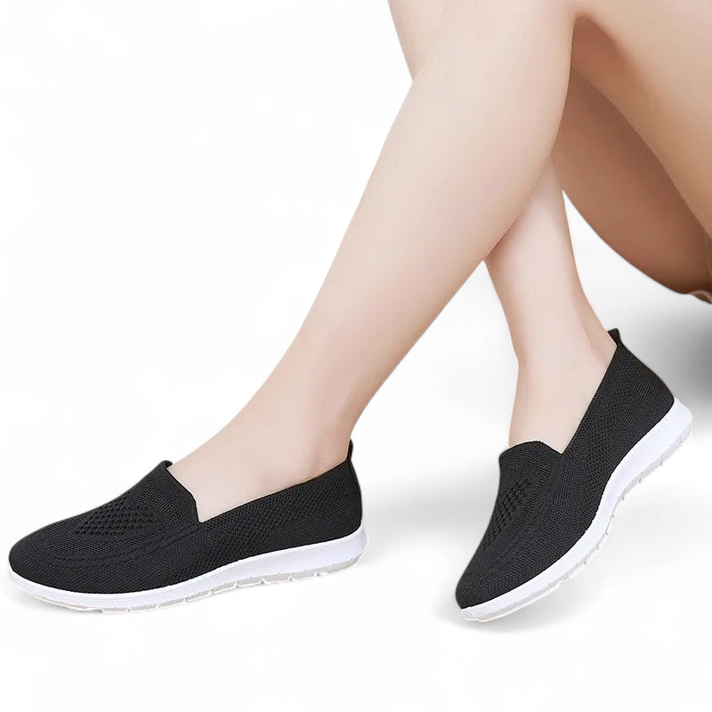 Mocassin Femme En Tissu Noir