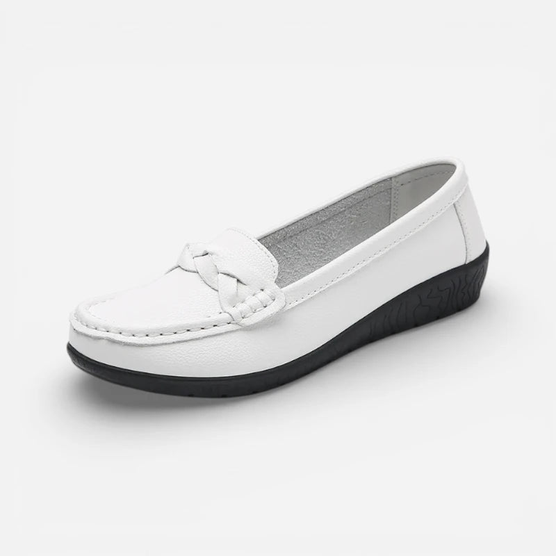 Mocassin Blanc Cuir Femme