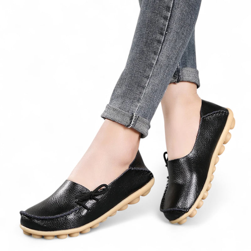 Mocassin Lacets Femme Cuir Noir