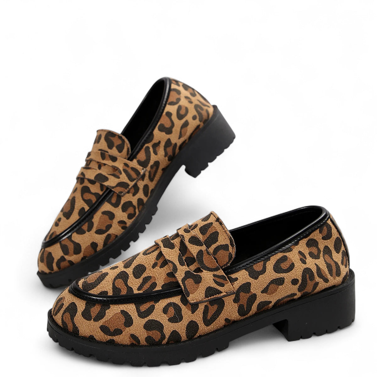 Mocassins Imprimé Léopard Compensé Femme