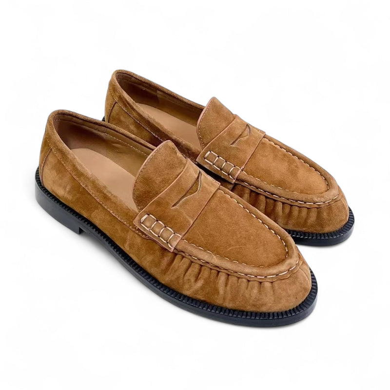 Mocassin Premium En Daim Camel Femme