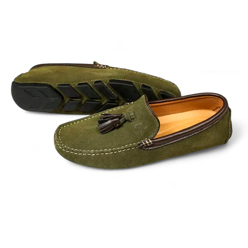 Mocassin En Daim Kaki à Gland Homme