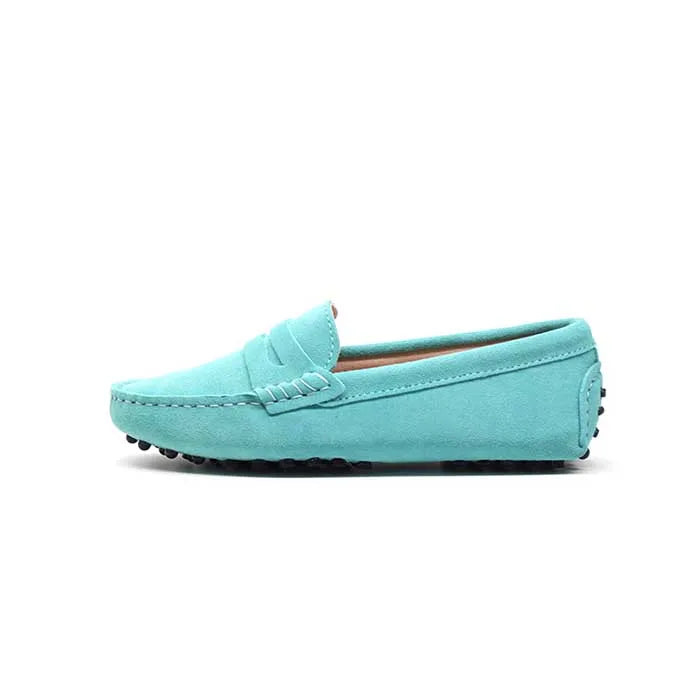 Mocassin Femme Daim Bleu