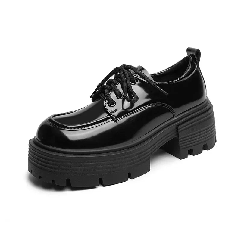 Mocassin Plateforme Cuir Vernis Femme