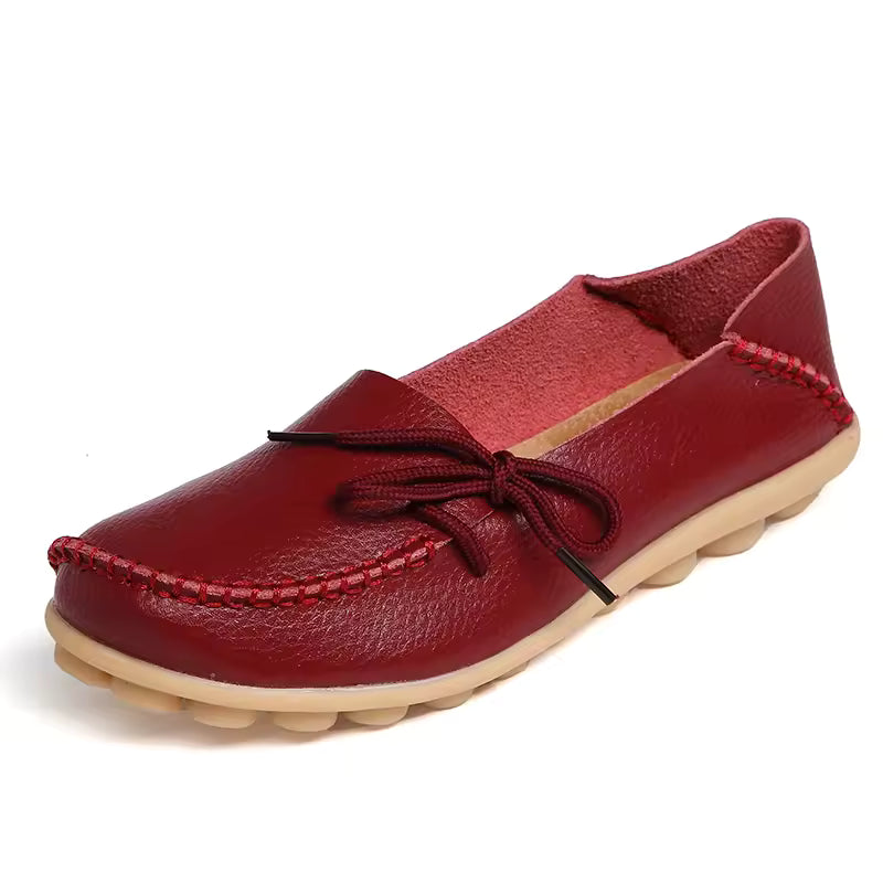 Mocassin Cuir Bordeaux Femme