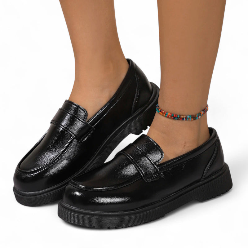 Mocassin Compensé En Cuir Vernis Femme Chic