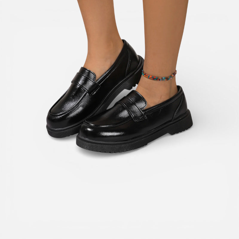 Mocassin Compensé En Cuir Vernis Femme Chic