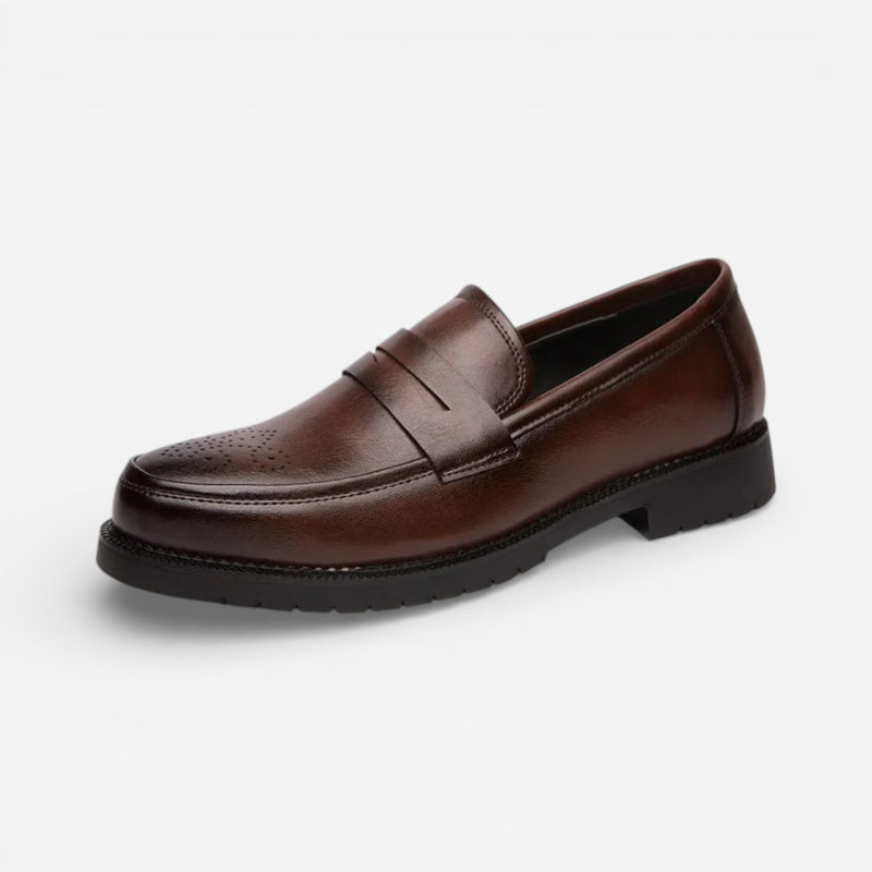 Mocassin Cuir Véritable Orthopédique Marron Pour Homme