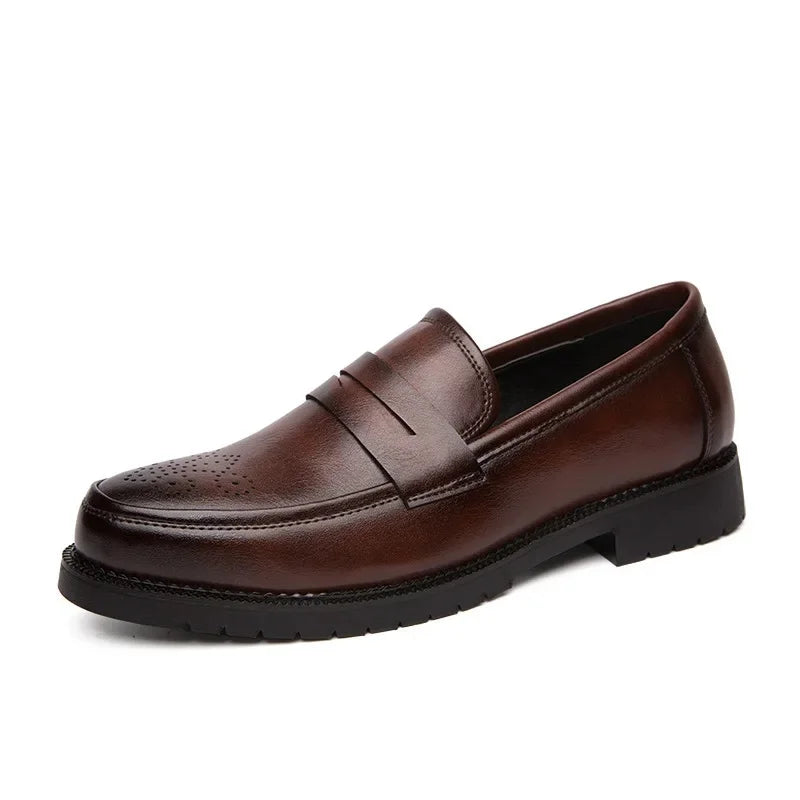 Mocassin Cuir Véritable Orthopédique Marron Pour Homme
