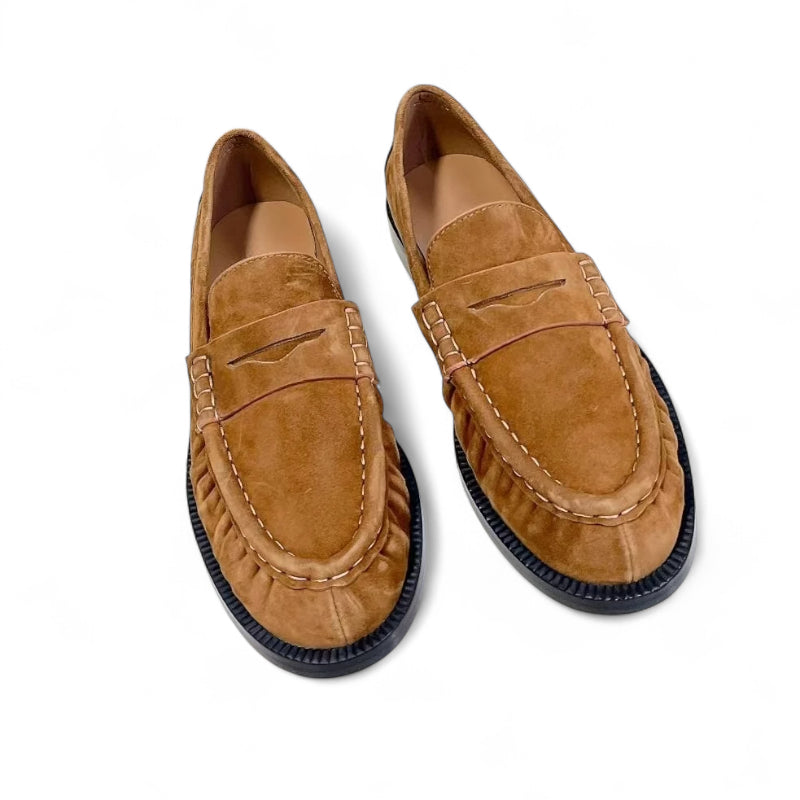 Mocassin Premium En Daim Camel Femme