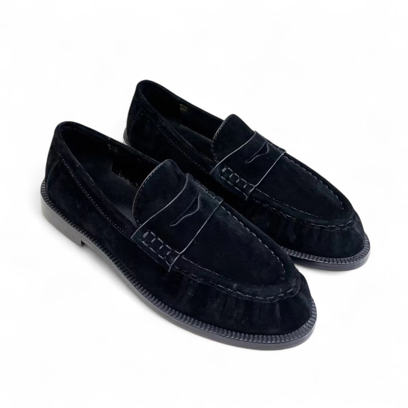 Mocassin Daim Premium Noir Femme