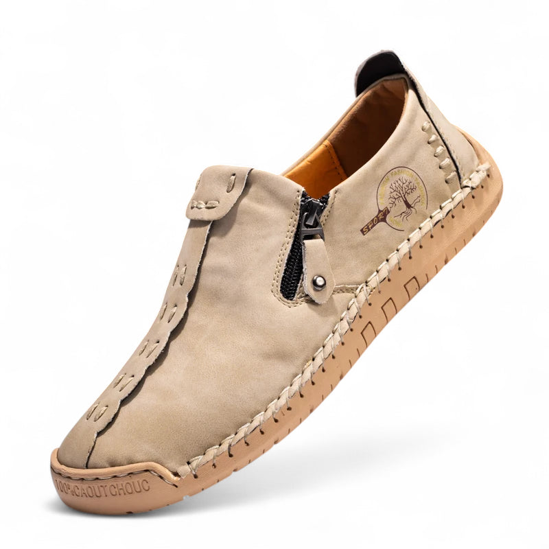 Mocassin En Cuir Beige Avec Fermeture Pour Homme