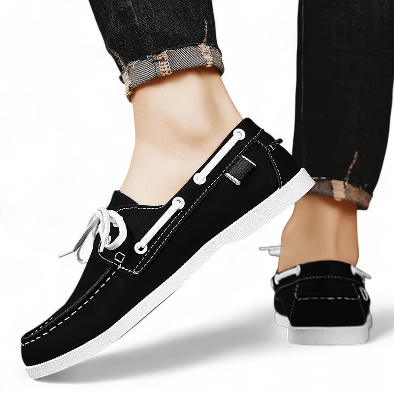 Mocassin Noir Et Blanc Homme Lacet