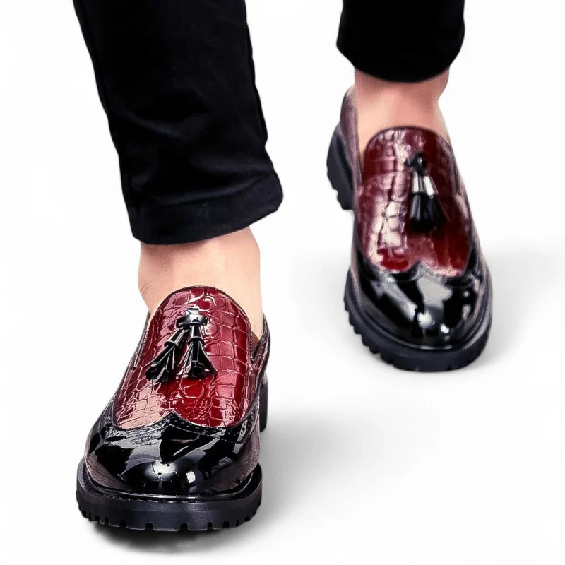 Mocassin En Cuir à Glands Compensé Pour Homme