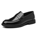 Mocassin De Ville Costume En Cuir Véritable Noir Vernis Pour Homme