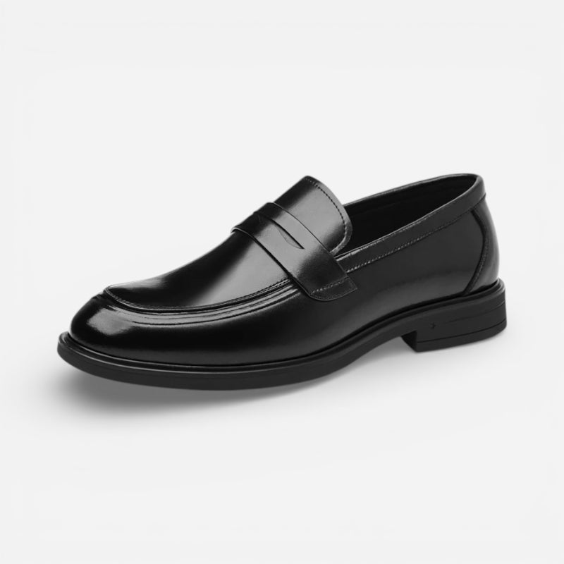 Mocassin De Ville Costume En Cuir Véritable Noir Vernis Pour Homme
