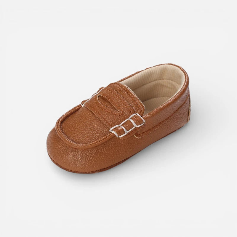 Mocassin En Cuir Marron Vernis Pour Bébé