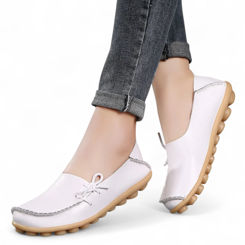Mocassin Cuir Blanc Femme