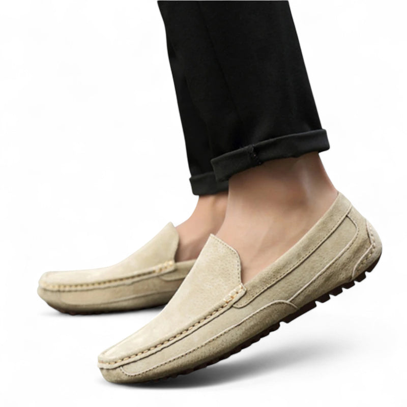 Mocassin En Daim Beige Pour Homme