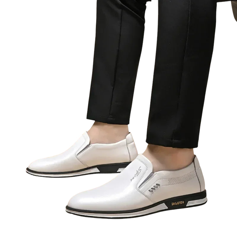 Mocassin Blanc Cuir Homme Design