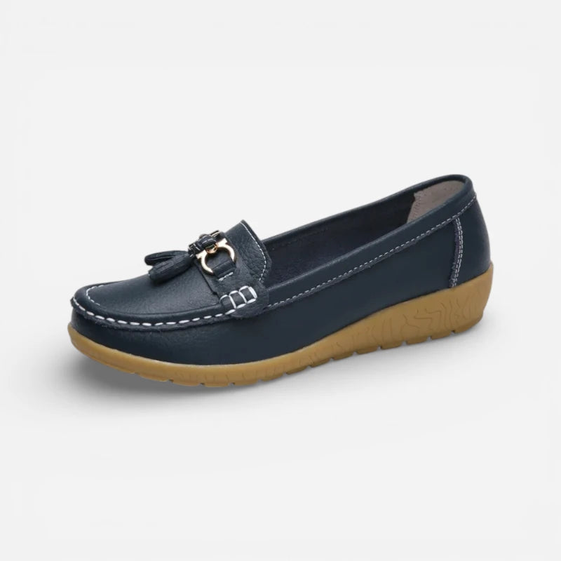 Mocassin Compensé Bleu Marine Femme