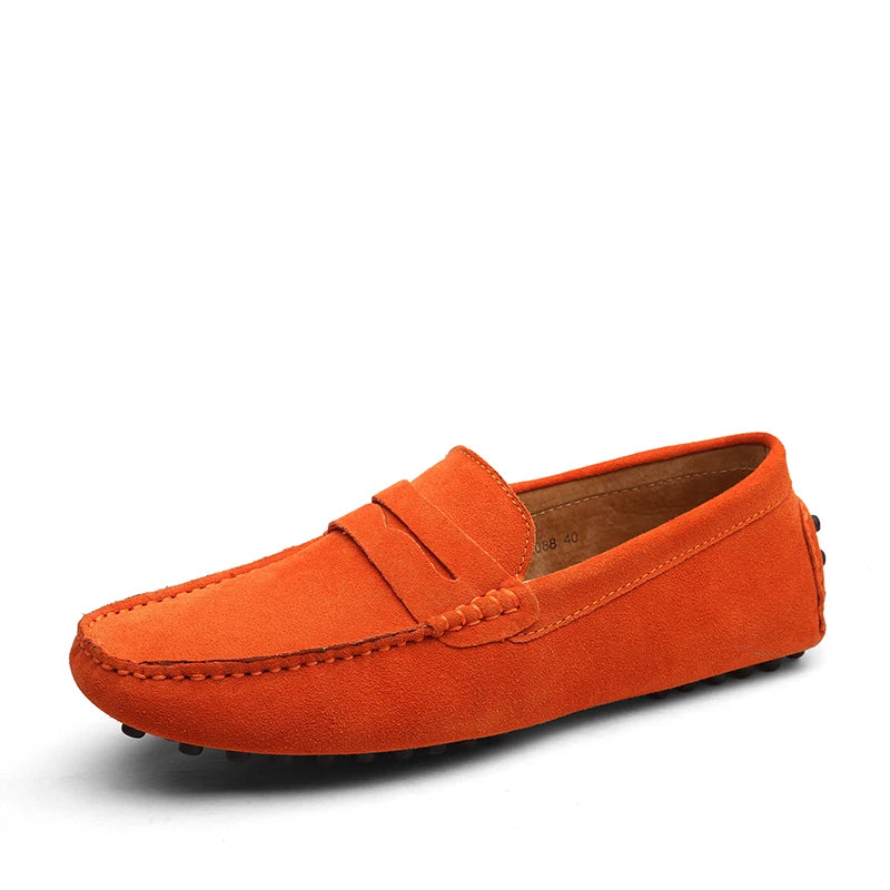 Mocassin Homme Orange Daim
