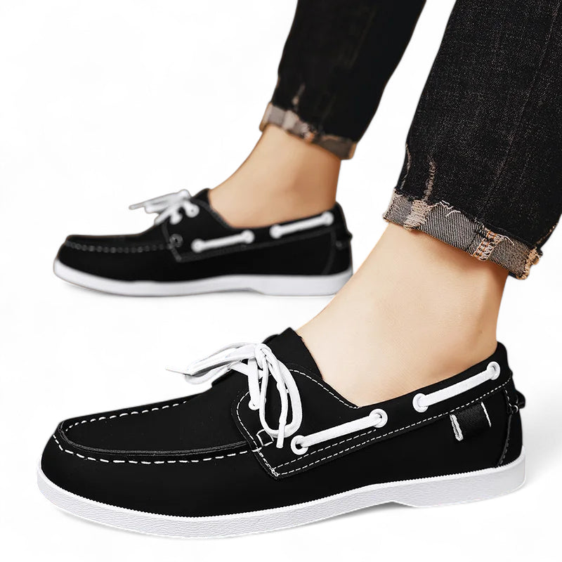 Mocassin Noir Et Blanc Homme Lacet