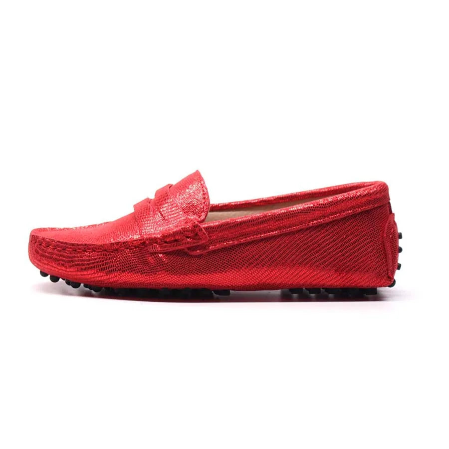 Mocassin Rouge Brillant Pour Femme