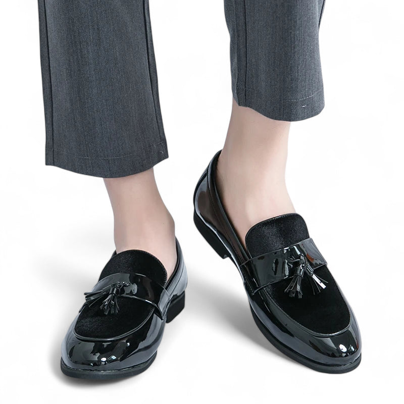 Mocassin Homme Noir Cuir Et Daim