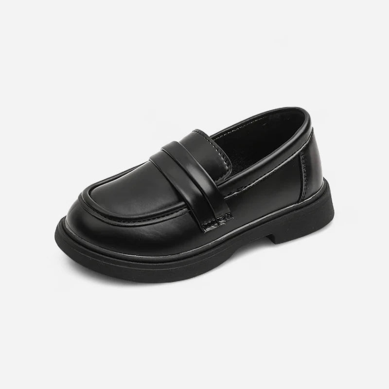 Mocassin Compensé Cuir Noir Pour Fille À Talon Bien Habillé