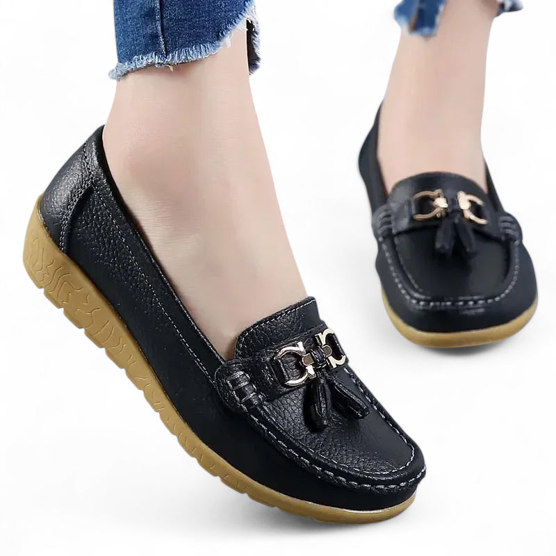 Mocassin Compensé Noir Femme