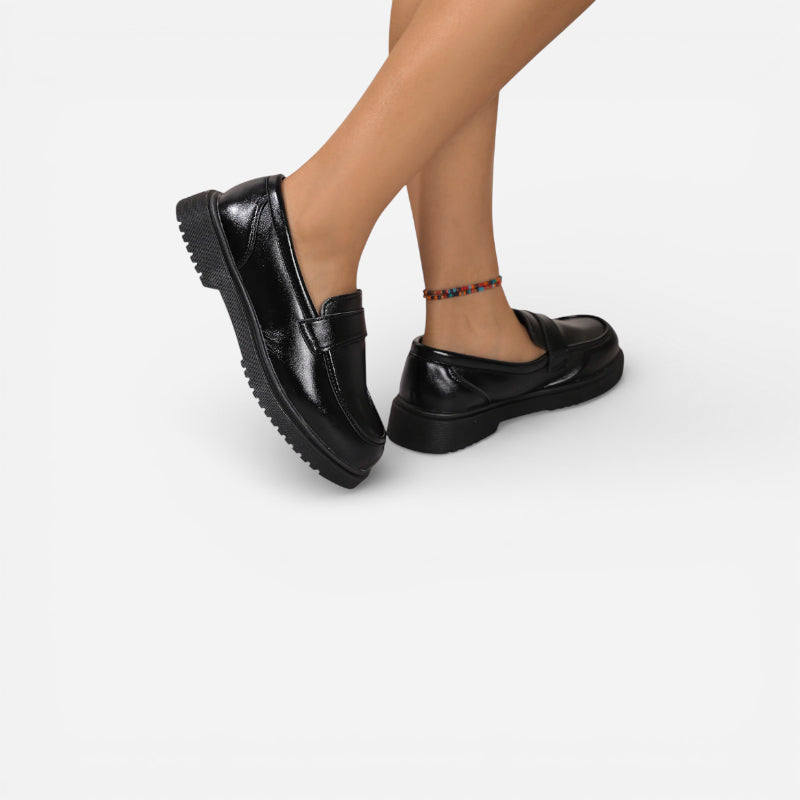 Mocassin Compensé En Cuir Vernis Femme Chic