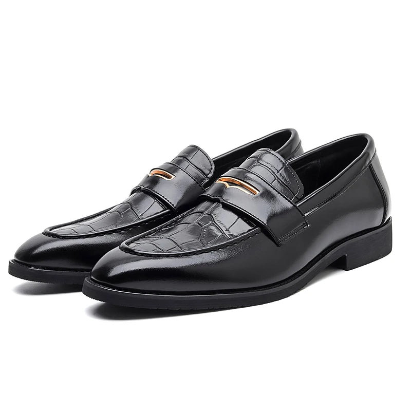 Mocassin En Cuir Vernis Noir Luxe Pour Homme