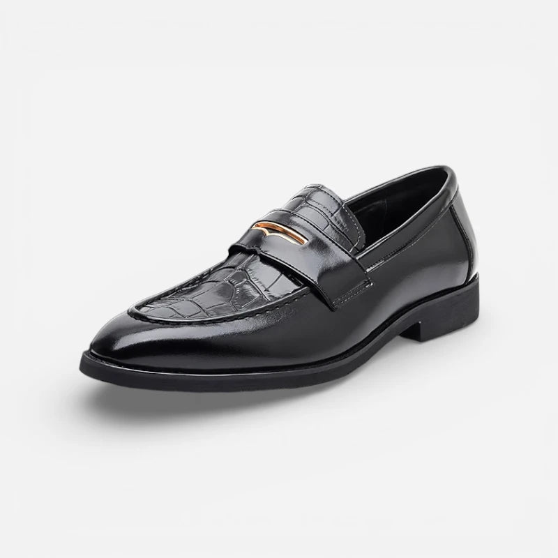 Mocassin En Cuir Vernis Noir Luxe Pour Homme