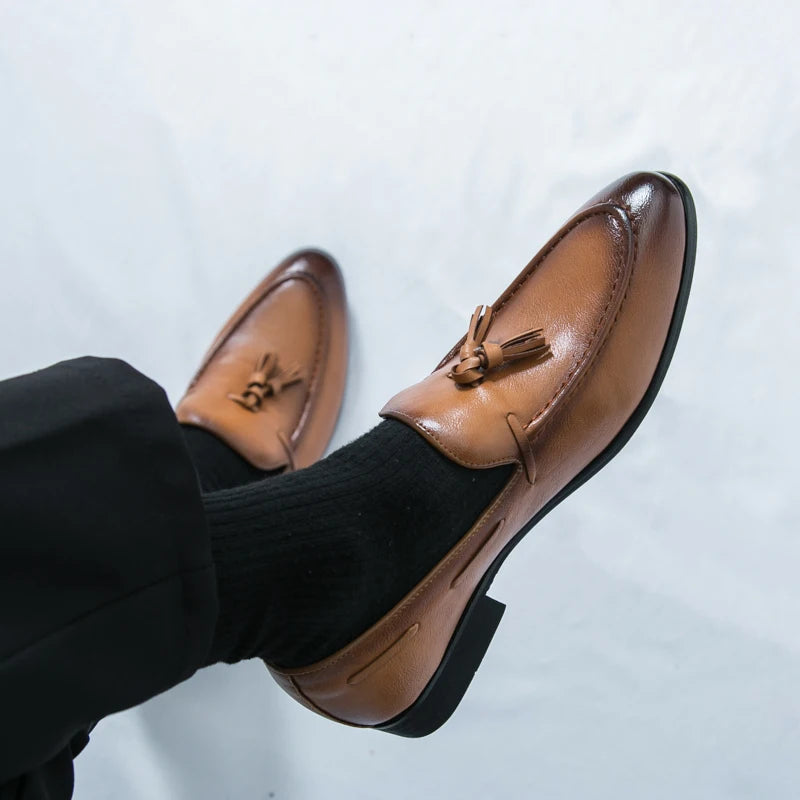 Mocassin Gland Cuir Marron Talon Homme