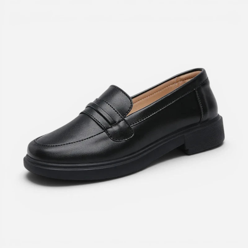 Mocassin Penny Loafer Femme Noir Classique Élégant À Talon