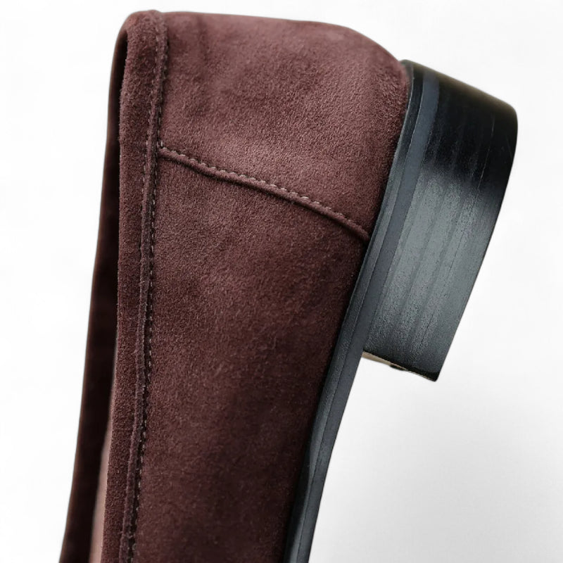 Mocassin Marron Foncé En Daim Pour Femme