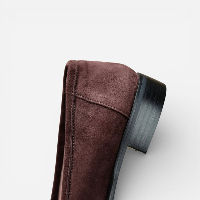 Mocassin Marron Foncé En Daim Pour Femme