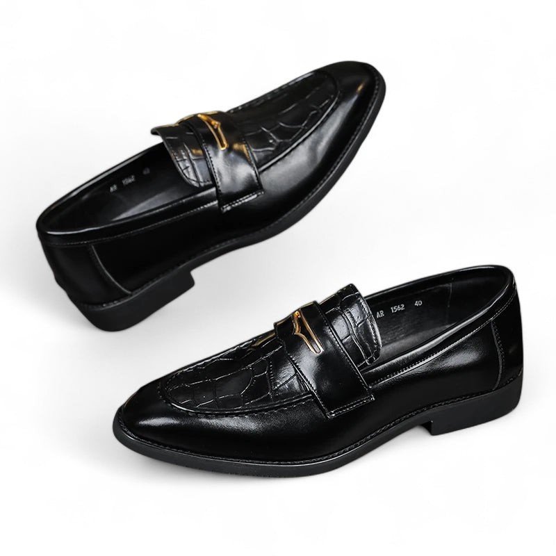 Mocassin En Cuir Vernis Noir Luxe Pour Homme