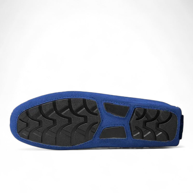 Mocassin En Daim Bleu Avec Chaine Pour Homme