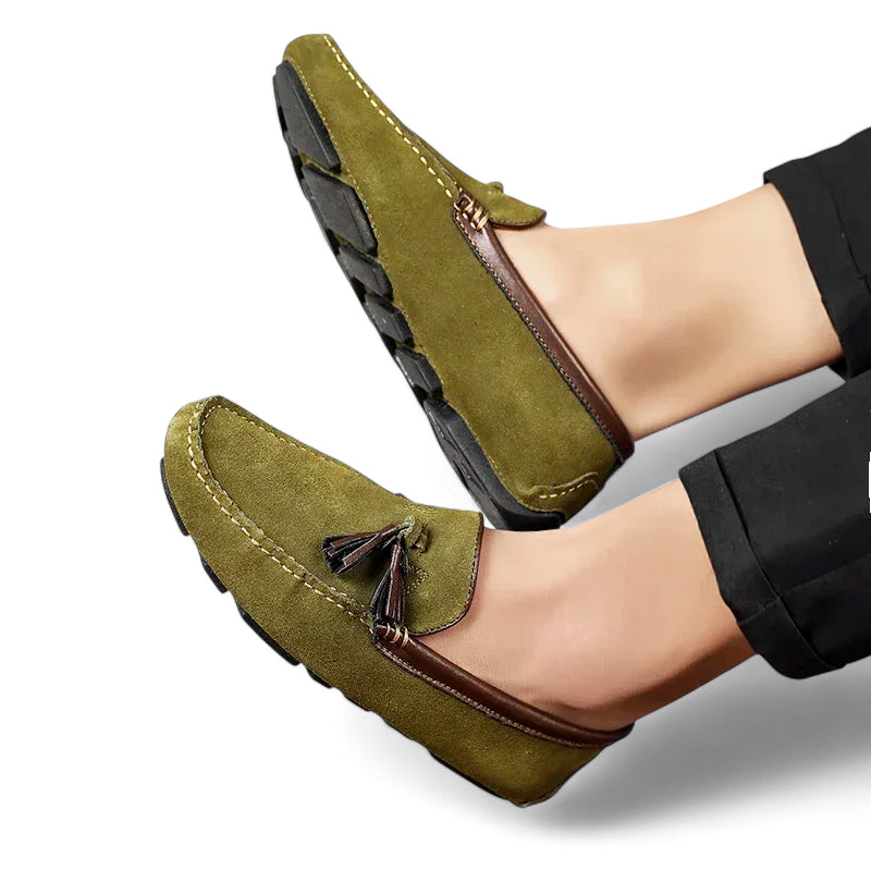 Mocassin En Daim Kaki à Gland Homme