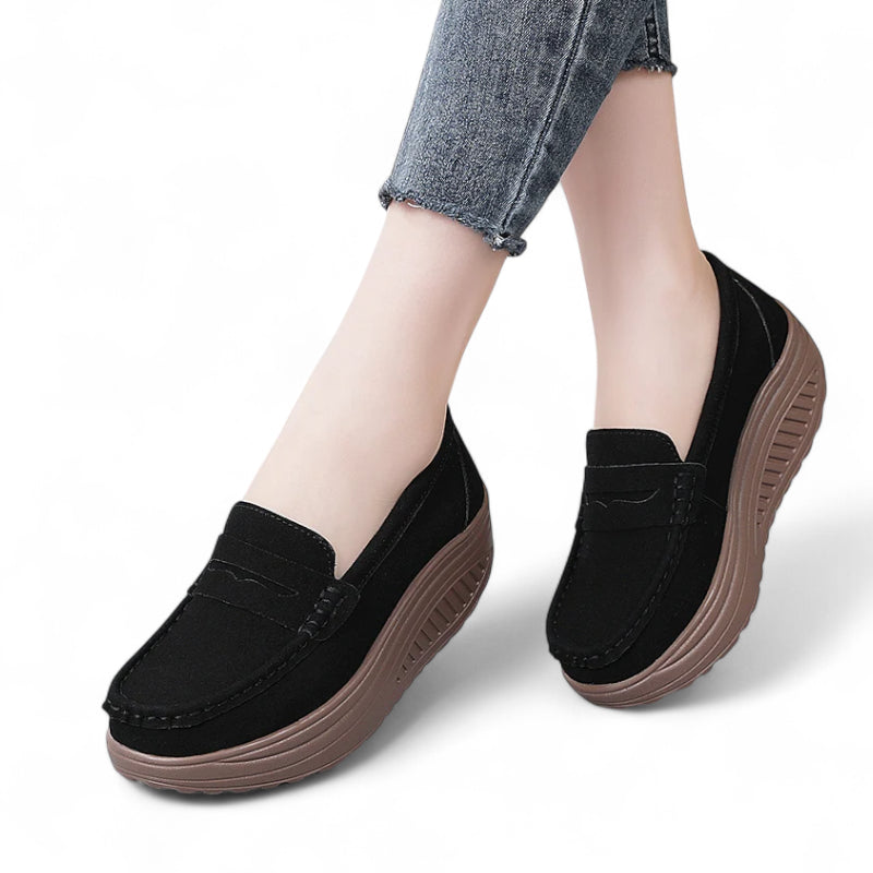 Mocassins Femme Noir Plateforme